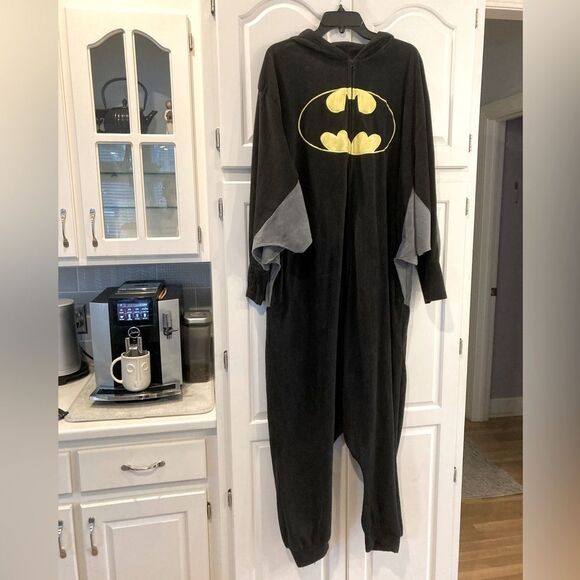Batman zip up adult onesie Halloween costume lightweight fleece OS - Picture 1 of 7